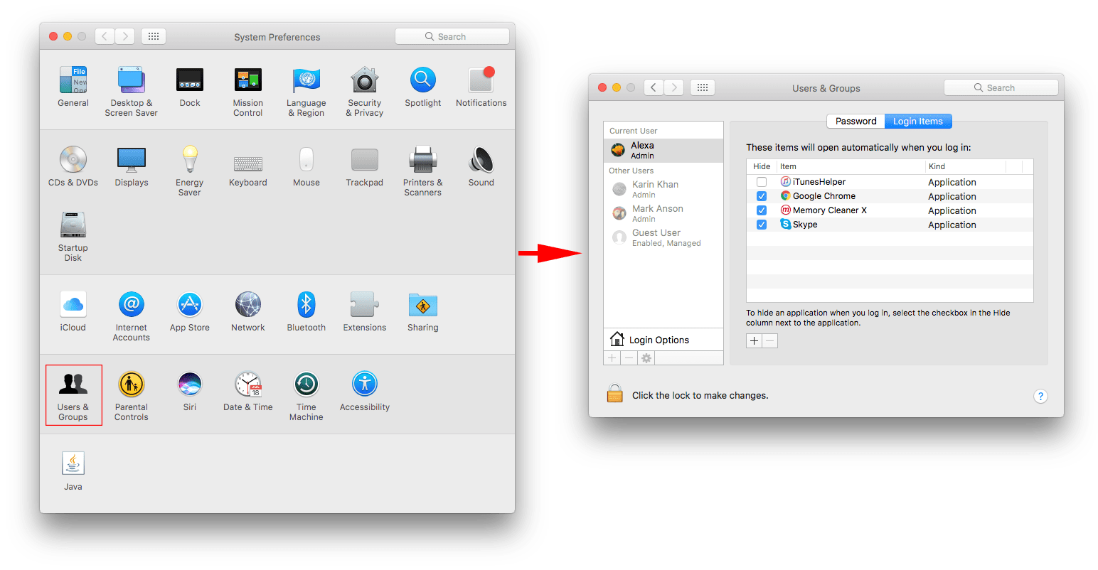 How to set which apps launch at startup mac os